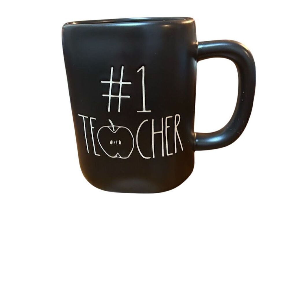 Rae Dunn #1 Teacher Coffee Mug Black Artisan Collection 12 oz